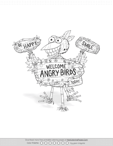 Angry Birds Scarecrow Coloring Pages