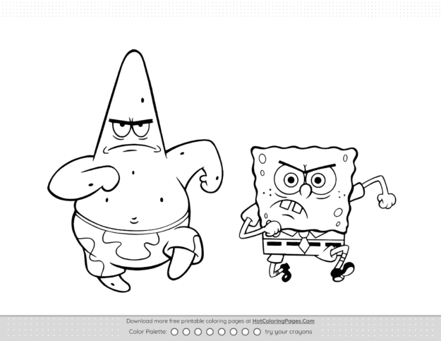 Angry Patrick and SpongeBob Coloring Page