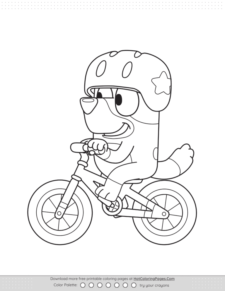 Bluey Bicycle Colouring Sheet
