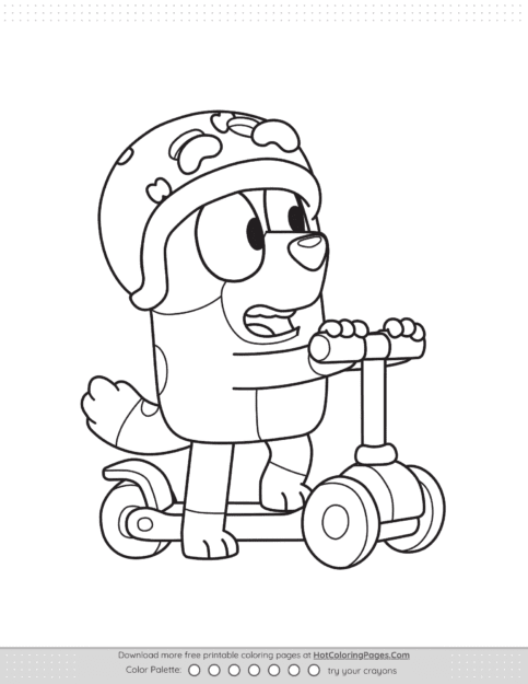 Bluey Bingo Scooter Coloring Pages