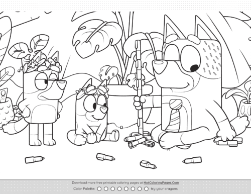 Bluey Camp Fire Coloring Pages