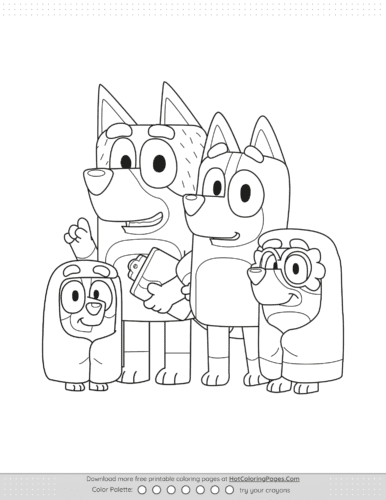 Bluey Family Colouring Pages