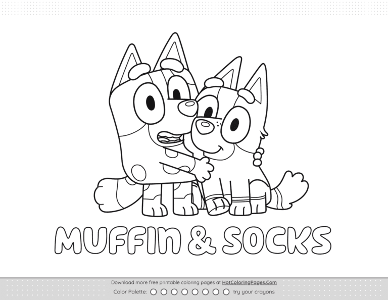 Bluey Muffin and Socks Coloring Pages