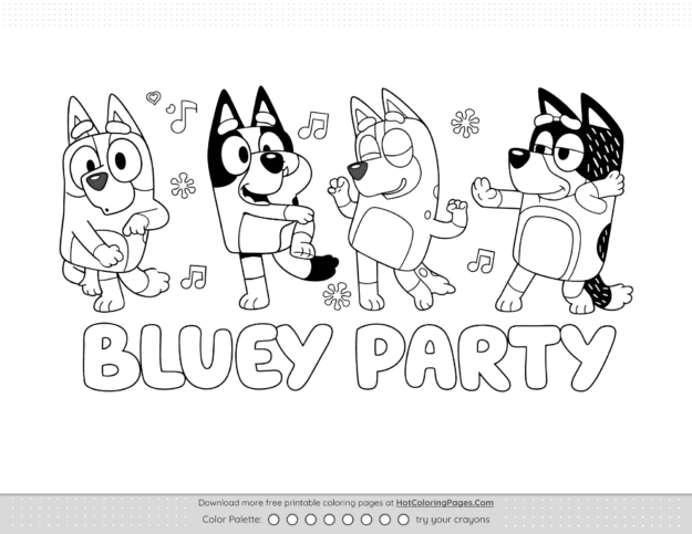 Bluey Party Coloring Page