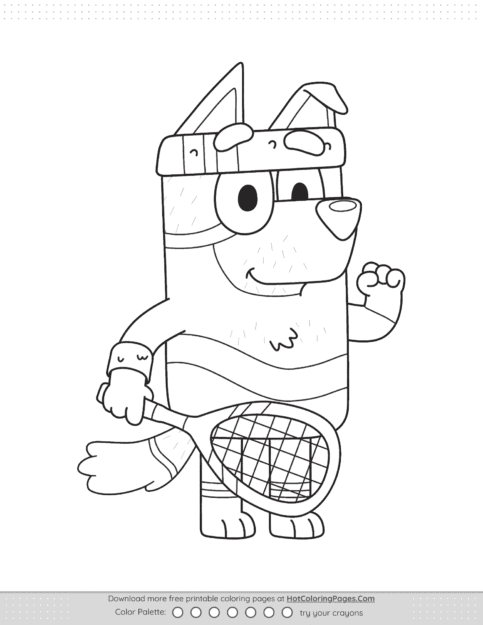 Bluey Stripe Squash Colouring Page