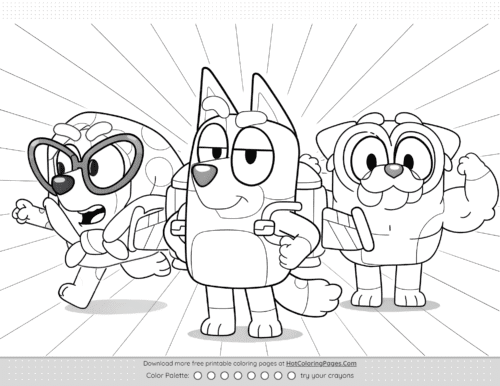 Bluey Superhero Coloring Pages