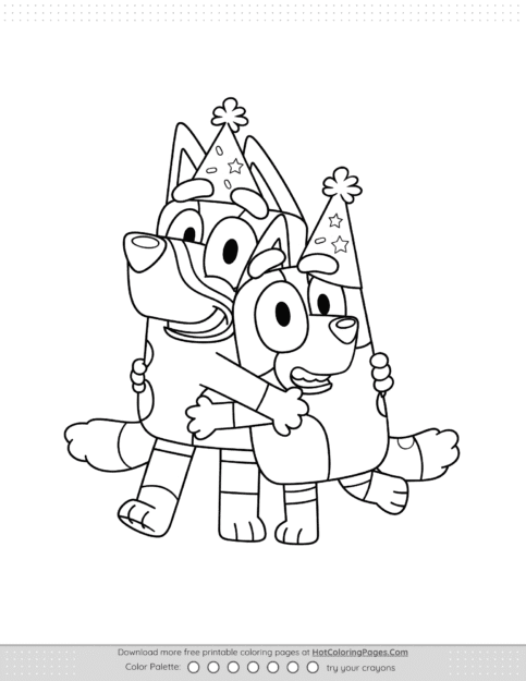 Bluey and Bingo Happy New Year Coloring Pages