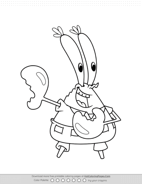 Cheerful Mr Krabs Coloring Page