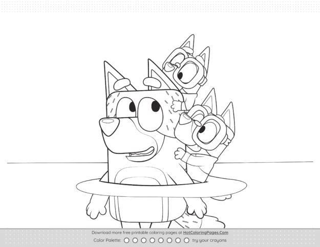 Dad Bingo and Bluey Colouring Sheet