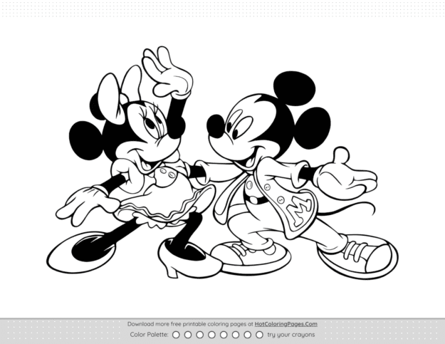 Mickey Minnie Mouse Dance Coloring Page