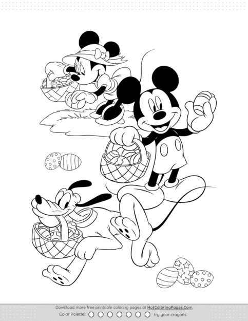 Mickey Minnie Pluto Easter Coloring Pages