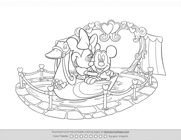 Mickey Minnie Tunnel Of Love Coloring Page