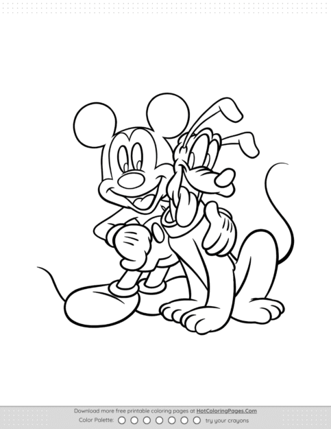 Mickey Mouse And Pluto Coloring Page