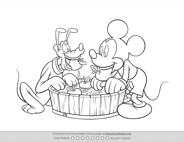 Mickey Mouse And Pluto Coloring Sheet