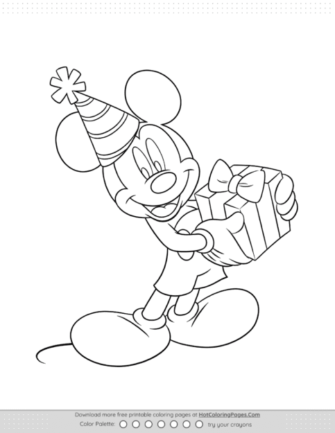Mickey Mouse New Year Coloring Page