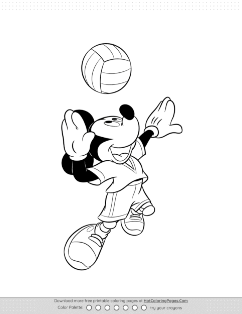 Mickey Mouse Playing Volleyball Coloring Page