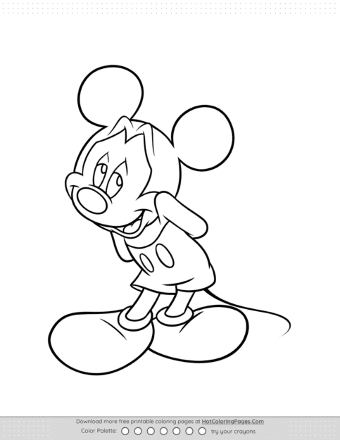 Mickey Mouse Shy Pose Coloring Page