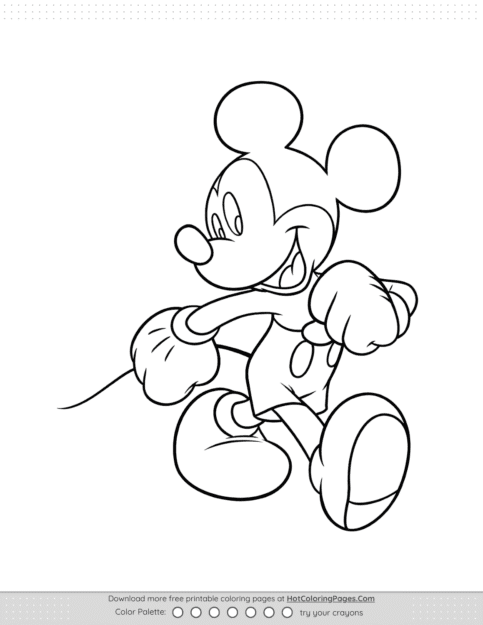 Mickey Mouse Walking Coloring Page