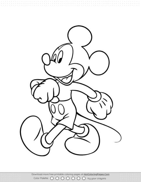 Mickey Mouse Walking Pose Coloring Page