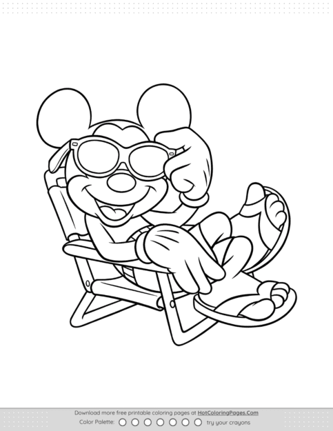 Mickey Mouse with Sunglasses Coloring Page