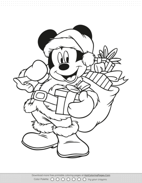 Mickey Santa Costume Coloring Pages