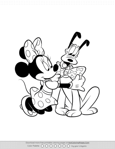 Minnie Mouse And Pluto Coloring Page