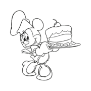 Minnie Mouse With Cakes Coloring Page 36 Minnie Mouse With Cakes Coloring Page