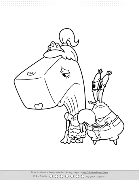 Mr Krabs and Pearl Sad Coloring Page