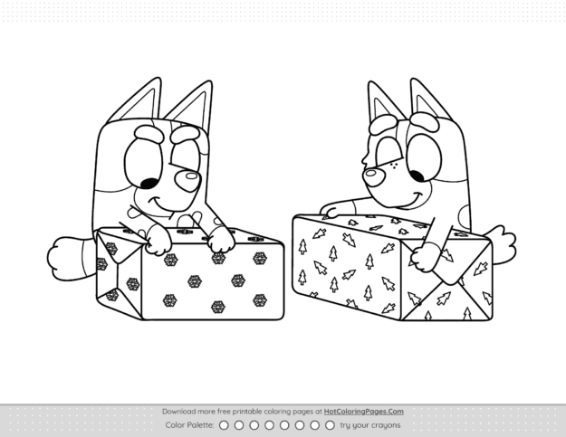 Muffin and Socks Christmas Colouring Sheet