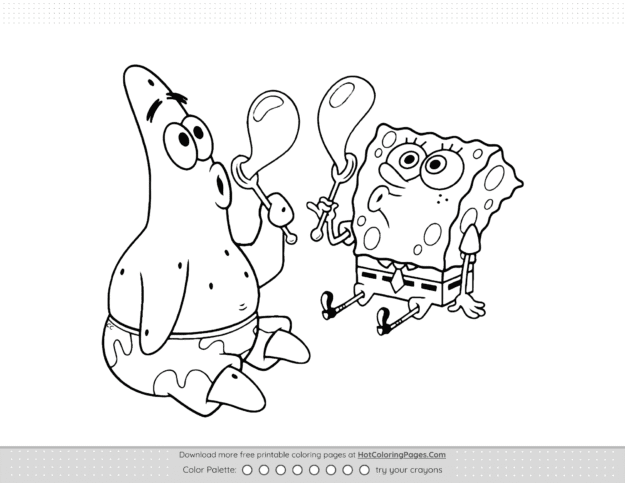 Patrick and SpongeBob Pdf Colouring Page