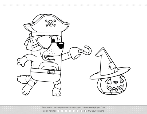 Pirate Captain Bandit Halloween Colouring Sheet