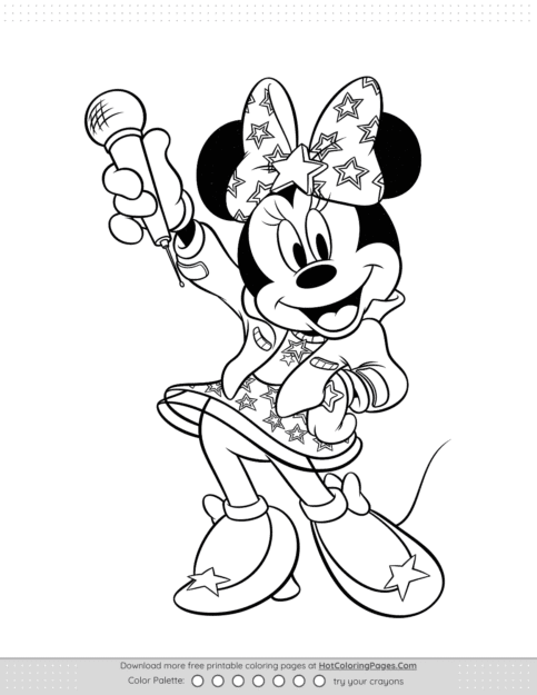 Pop Star Minnie Coloring Page