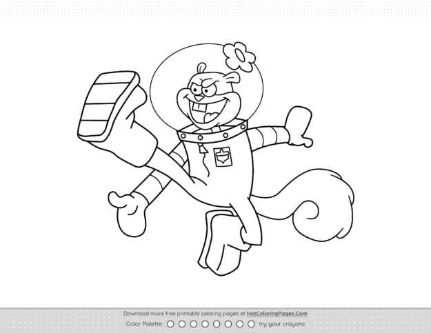 Sandy Cheeks Colouring Sheet