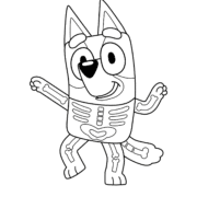 Skeleton Bluey Halloween Coloring Page 16 Skeleton Bluey Halloween Coloring Page