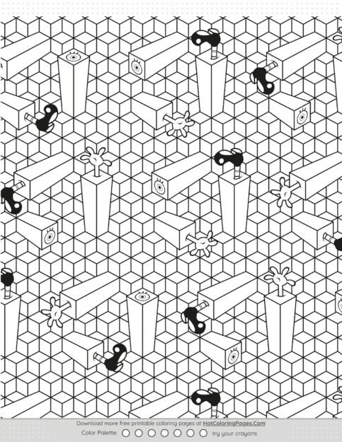 SpongeBob Blocks Coloring Page