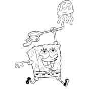 SpongeBob Catching Jellyfish Coloring Page 8 SpongeBob Catching Jellyfish Coloring Page