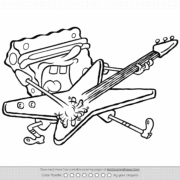 SpongeBob Playing Guitar Colouring Sheet 58 SpongeBob Playing Guitar Colouring Sheet