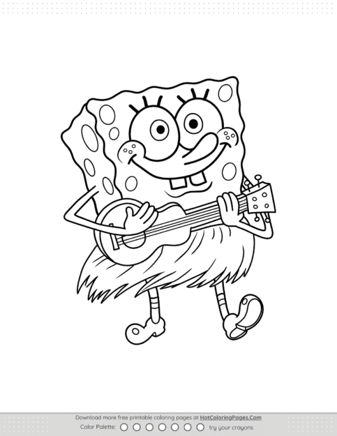 SpongeBob Playing Ukulele Coloring Page