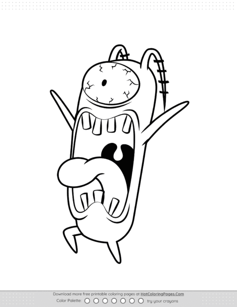 SpongeBob Screaming Plankton Coloring Page