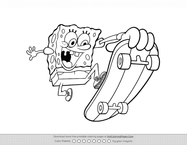 SpongeBob Skateboard Pdf Coloring Page
