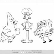 SpongeBob Squidward Patrick Coloring Page 4 SpongeBob Squidward Patrick Coloring Page