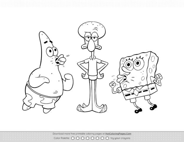 SpongeBob Squidward Patrick Coloring Page