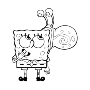 SpongeBob and Garry Coloring Page 9 SpongeBob and Garry Coloring Page