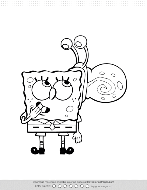 SpongeBob and Garry Coloring Page